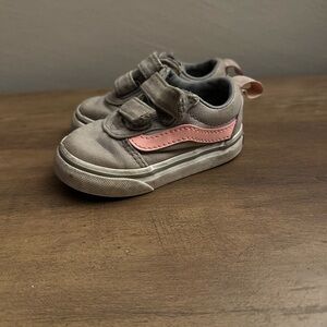 Vans Kids Gray and Pink Velcro Sneakers